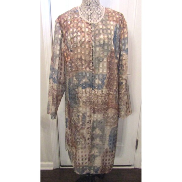 R&M Richards by Karem Kwong Womens Vintage Sheer Long Jacket Side Slits Size 20W - Picture 2 of 8